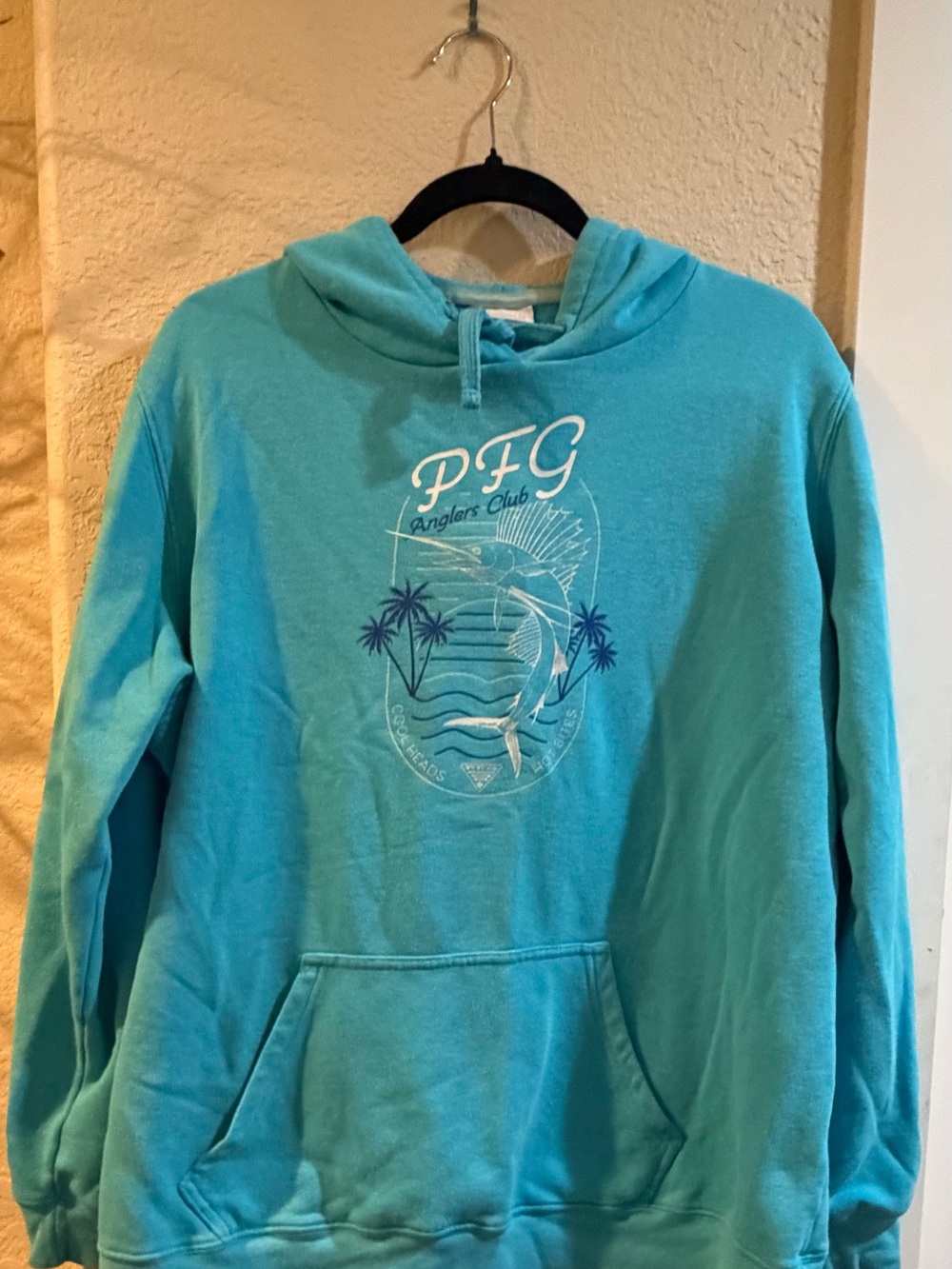 Columbia Teal PFG Anglers Club Pullover Hoodie